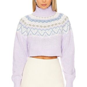 MAJORELLE Lilac and Blue Patterned Turtleneck Sweater